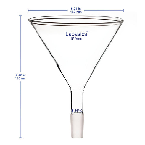 Glass Funnel Short Stem Powder Filter with 150 mm Top Outer Dimension and 24/40 Inner Joint