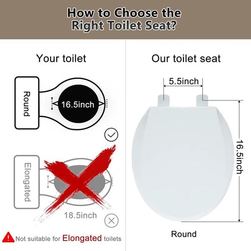 2-Pack Rust-Proof(16.5",Modern) Angol Shiold Round Toilet Seat Soft Close & Quick Release, White Plastic Toilet Seats