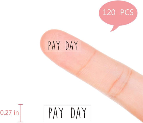 Pay Day Monthly Planner Stickers, 120 Clear Reminder Labels for Calendar Scrapbooking Crafting