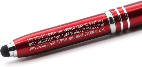 John 3:16 Religious Bible Gift Pen, Illuminated Writing Tip and Stylus for Men Women