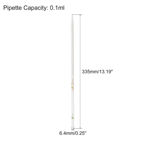 PATIKIL Graduated Dropper Pipettes, 2 Pcs 0.1ml Reusable Borosilicate Glass Pipette for Transfer Liquid for Laboratory, Chemistry, Clear