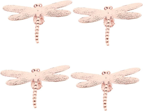 OSALADI 4pcs Pink Dragonfly Cabinet Knobs Set, Vintage Zinc Alloy Dresser Drawer
