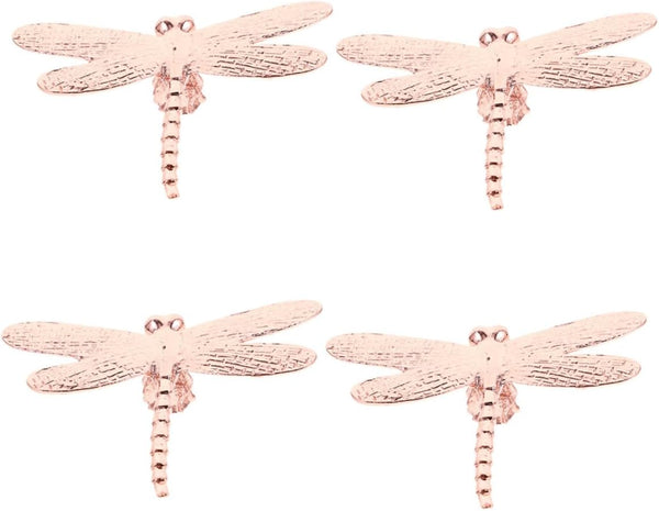 OSALADI 4pcs Pink Dragonfly Cabinet Knobs Set, Vintage Zinc Alloy Dresser Drawer