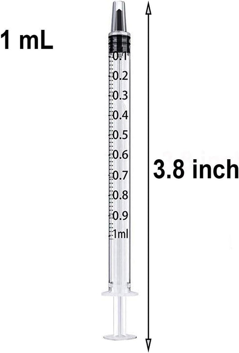 100PCS 1ml 1cc Syringe No Needle Plastic Syringe for Pets Oral, Refilling, Oil or Glue Applicator, Measuring or Transfering Tiny Amount of Liquids, Without Cap