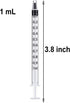 100PCS 1ml 1cc Syringe No Needle Plastic Syringe for Pets Oral, Refilling, Oil or Glue Applicator, Measuring or Transfering Tiny Amount of Liquids, Without Cap