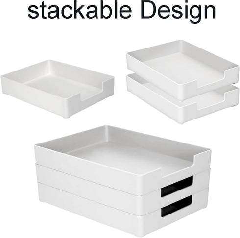 Letter-Size Tray, Desk Drawer Organizer, A4 Plastic Paper Tray, Stackable Paper Organizer for Office, School, Home