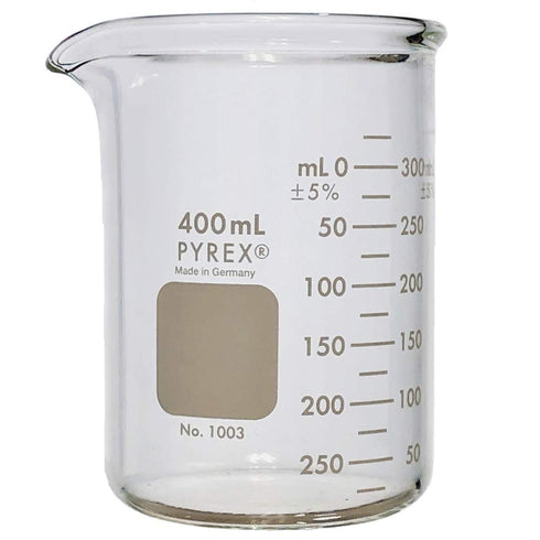 PYREX Heavy Duty Griffin 1003 400mL Beaker, Double Scale Graduated