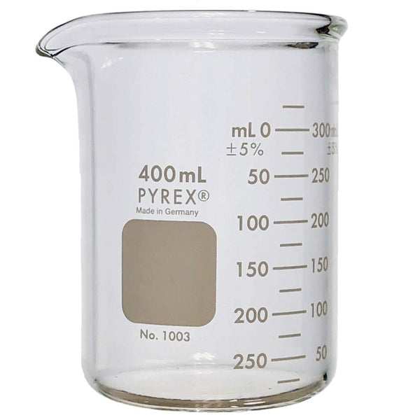 PYREX Heavy Duty Griffin 1003 400mL Beaker, Double Scale Graduated