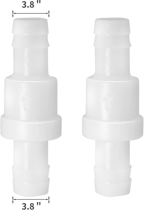 3/8" One Way Inline Check Valve, Non Return Ozone Resistance PVDF Plastic One-Way Fuel Oil Water Gas Pump Air Check Valve, Pack of 2