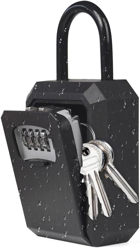 Generic Heavy Metal Outdoor Key Lock Box, Portable Wall Mounted with Removable Steel Shackle, Waterproof 4 Digit Code