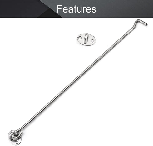 MroMax 2Pcs Cabin Hook and Eye Latch, 16" Stainless Steel Window Privacy Swivel Hooks with Mounting Screws