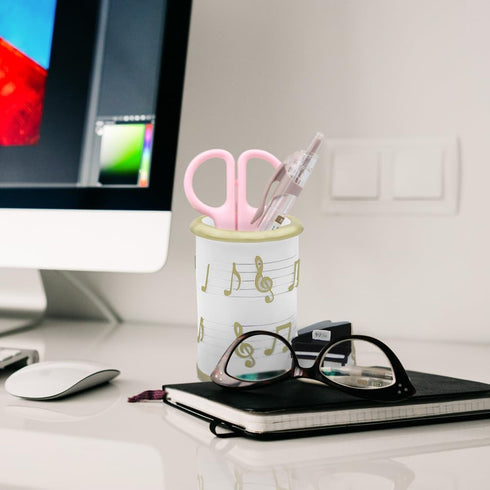 Winterworm Resin Music Notes Pencil Pen Container, Piano Pencil Cup, Musical Melody Theme Pen Holder for Home Office