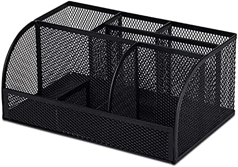 QDKVTNDJZ Pen holder Multifunctional Holder, 7Storage Grid Mesh Metal Pencil For Desk Office