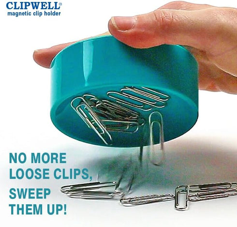 Clipwell Magnetic Paper Clip Holder - Easy Toss & Pick-Up - Holds Various Metal Parts - Powerful Sweep-Up Magnet