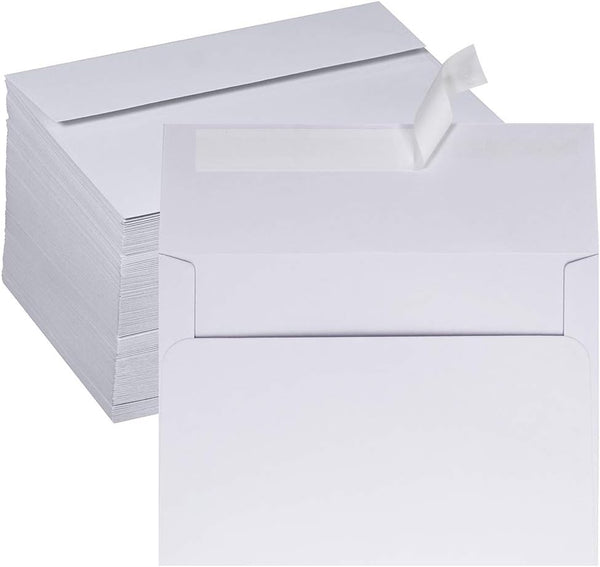 Supla 150 Pcs A7 Invitation Envelopes, White, Peel & Seal, 5 1/4 x 7 1/4, 95lbs Paper Stock