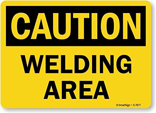 SmartSign "Caution: Welding Area", Plastic Sign, 7" x 10"