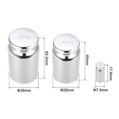 uxcell Gram Calibration Weight Set 5g 200g 500g M1 Precision Chrome Plated Steel for Digital Balance Scales