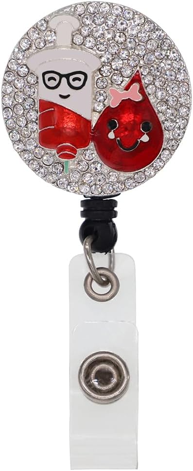 Cute Rhinestone Dropping Nurse Retractable ID Badge Reel Holder