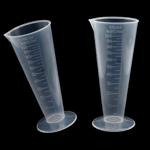 RUIAN 100ml Conical Measure Cup, Translucent Plastic Labs Beaker with Pouring Spout, 2Pcs