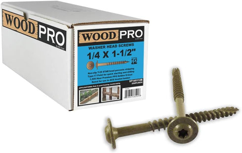 ST14X112B 1/4-Inch by 1-1/2-Inch Round Washer Head Exterior Wood Screws, 250-Pack in Gold