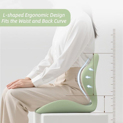 GPPYMX Seat Cushion Lumbar Support Pillow for Office Chair, Memory Foam L-Shaped Seat & Backrest Cushion for Long