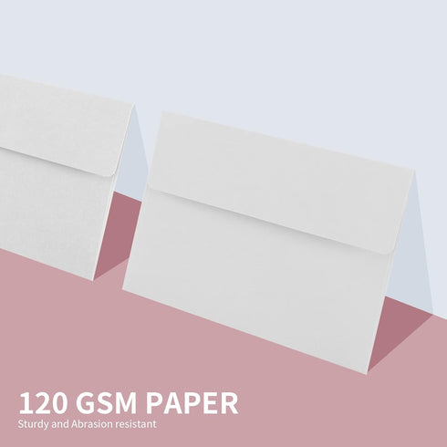 Granhoolm 50 Pack 5x7 Envelopes, Peel & Press for Invitations, Weddings, Greeting Cards, 5.25 x 7.25 White