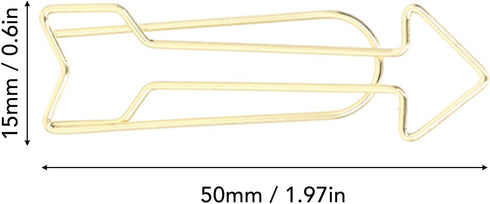 BigKing Large Gold Paper Clips, 100Pcs Metal Arrow Flower Design, Cute Innovative Clips, Prevent Rust Electroplating