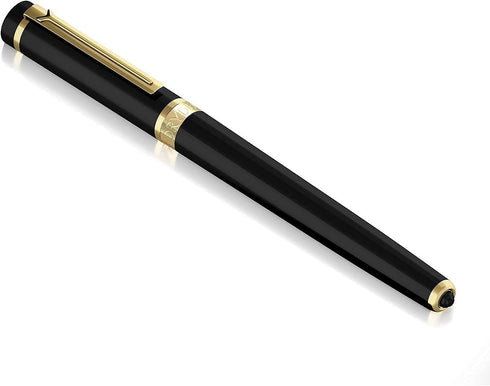 Dryden Designs Fountain Pen Medium Nib Gift Pouch - Includes 24 Ink Cartridges - MCM (Intense Black)