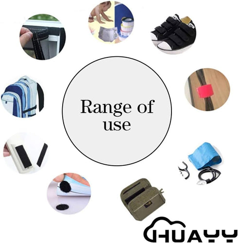Huayueyun HUAYY 2 Inches Width 5 Yards Length Sew on Hook and Loop Style Non-Adhesive Nylon Strips Fabric, Black