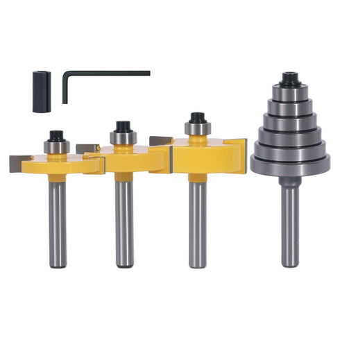 1/4 Inch Shank Rabbet Router Bit Set, 3 Pieces Carbide Tipped Rabbeting