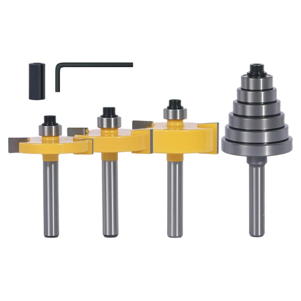 1/4 Inch Shank Rabbet Router Bit Set, 3 Pieces Carbide Tipped Rabbeting