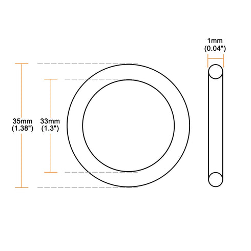 uxcell Nitrile Rubber O-Rings, 35mm OD 33mm ID 1mm Width, Metric Sealing Gasket for Automotive Machine Plumbing, Pack