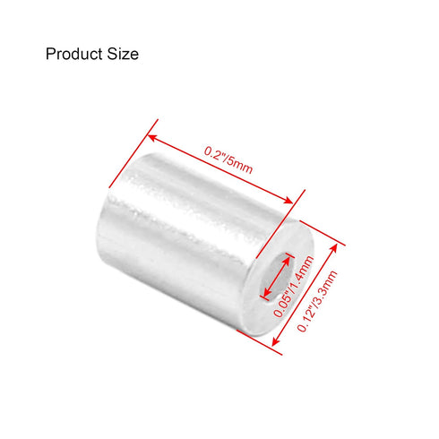 Luomorgo 100 Pcs 3/64" Aluminum Crimping Loop Sleeve, Wire Rope Sleeves Cable Ferrule Round Loops Sleeve Cable Crimp Ferrules