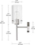 1-Light 51361, Bulb Globe Electric Cusco Wall Sconce, Brushed Nickel, Clear Glass Shade Not Included