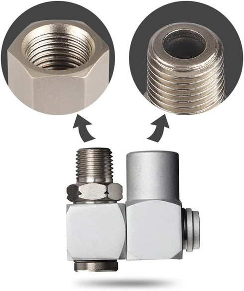 4Pcs Air Tool Swivel Fitting, 1/4 Inch NPT Industrial Swivel 360 Degree Air Hose Connector, Portable Air Tool Adapter