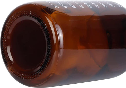 Lab Media Storage Amber Bottles, Brown Graduated Glass Container GL45 Screw Cap, Leakproof, Pack of 4, 1000ml