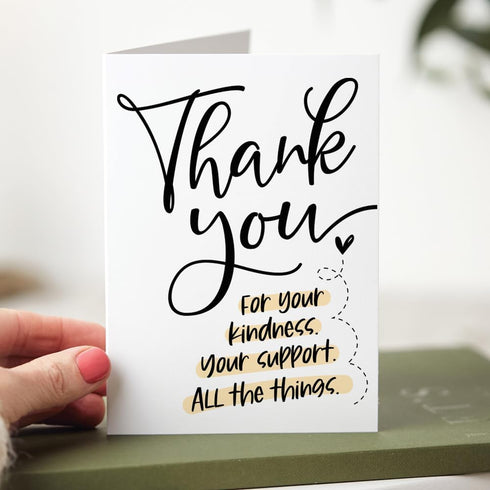 m&h invites Thank You For Your Support Greeting Card Kindness Appreciation Card