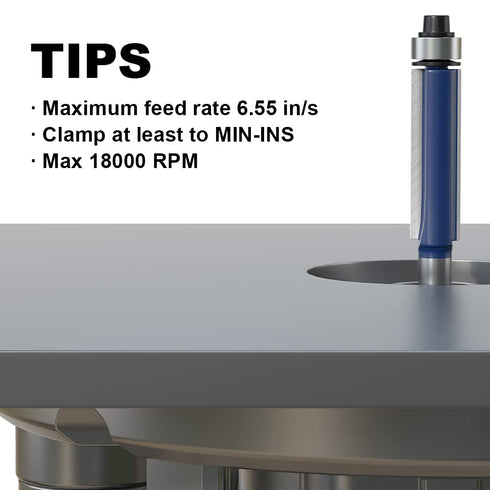 Flush Trim Router Bits 1/4 Inch Shank, 1/2 Inch Cutting Diameter, 1-3/16 Inch Cutting Height, Bottom Bearing Flush