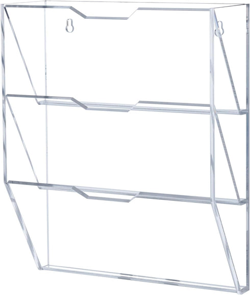 MyGift Wall Mounted 3 Tier Clear Acrylic Letter Rack, Mail Organizer for Office and Entryway, Vertical Storage Rack