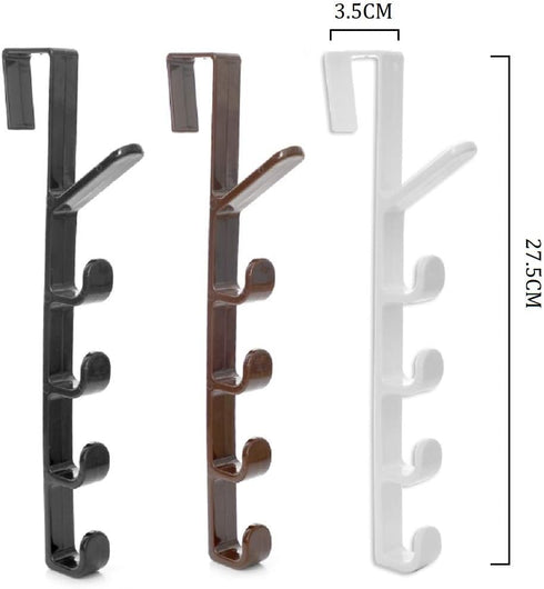 canjoyn 5 Layers Over The Door Hook Organizer Rack - Pack of 2 Hanger for Backpack Handbag (White)