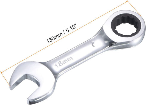 uxcell 18mm Stubby Ratcheting Combination Wrench Metric 72 Teeth 12 Point Box Ended Tools, CR-V by uxcell