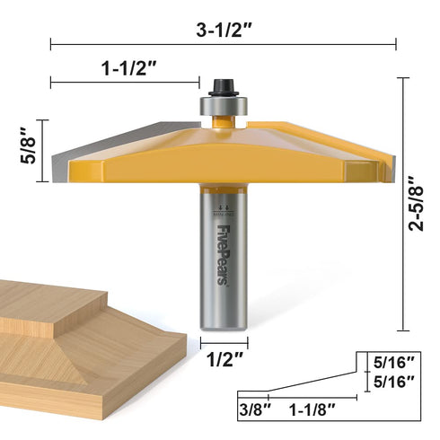 1/2 Inch 3-1/2-Inch FivePears Bevel Raised Panel Router Bit Shank for Making Cabinet Door, Diameter, Used