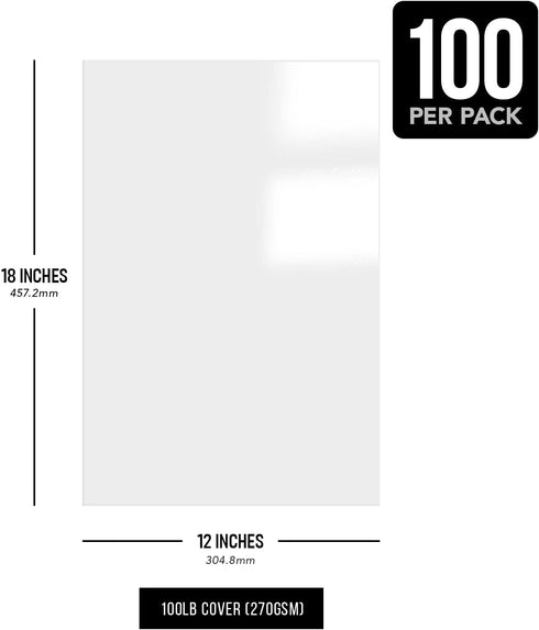 Double-Sided Gloss Digital C2S Cardstock - 100 Sheets, 12 x 18, Perfect for Color Laser Printing & Design Proposals