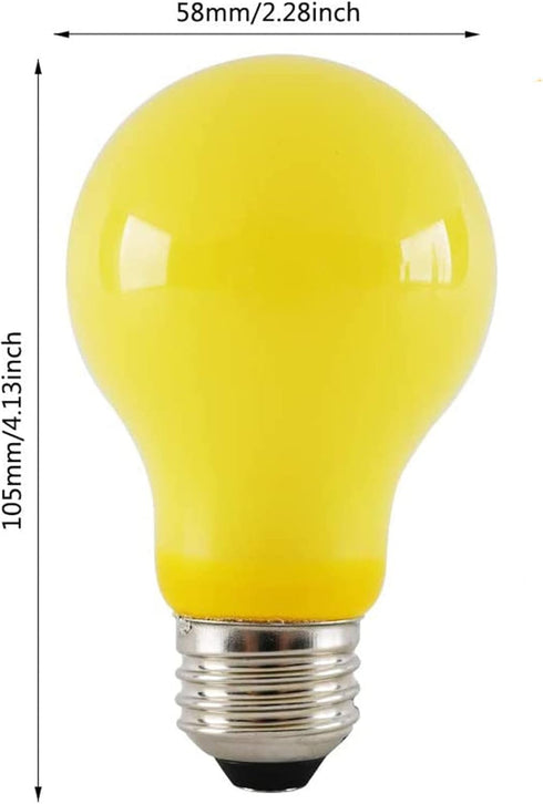 4 Packs 3W A19 LED Bug Light Bulbs Yellow LED Bulbs E26 Outdoor Bug Light Bulb 25W Equivalent 2000K Amber Glow Bug Light Bulb Night Light for Bedroom Garden Patio Porch Backyard Hallway by Qixivcom