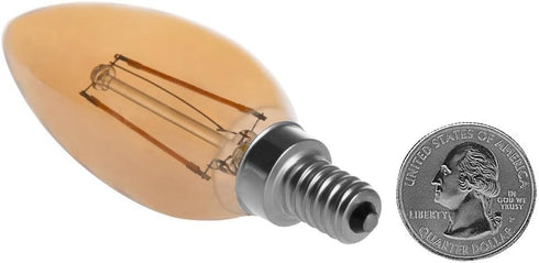 HERO-LED B10-DSGT-2W-WW22 Dimmable B10 E12 2W Bulb, 25W 2200K 4-Pack Gold Tint Candelabra Style LED Filament Chandelier