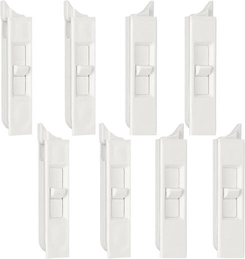 Tilt Latch Pairs, White Plastic Snap-In Latch for Home Window Accessories, Spring Loaded (8)