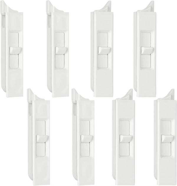 Tilt Latch Pairs, White Plastic Snap-In Latch for Home Window Accessories, Spring Loaded (8)