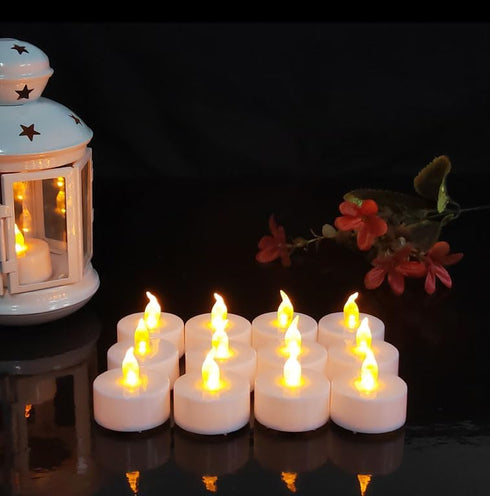 24 Pack Flameless LED Tea Lights Candles, Battery Operated Flickering Electric Fake Candle in Warm Yellow for