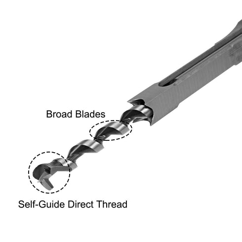 uxcell Square Hole Drill Bit, 3/8" High-Carbon Steel Hollow Chisel for Woodworking Power Tool