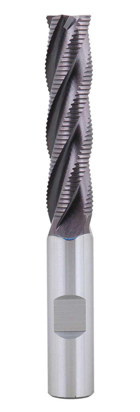 Accusize Industrial Tools 1/2'' Fine Tooth M42 8% Cobalt Tialn Roughing End Mill, 1/2'' Shk Dia, 2'' Flute Length